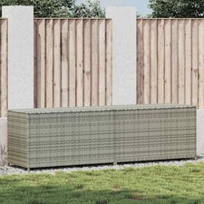 Baule da Giardino in Polyrattan 200x50x60 cm Grigio