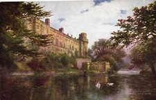 Warwick, Castle from the Avon, cartolina d'artista, 1920/30 circa