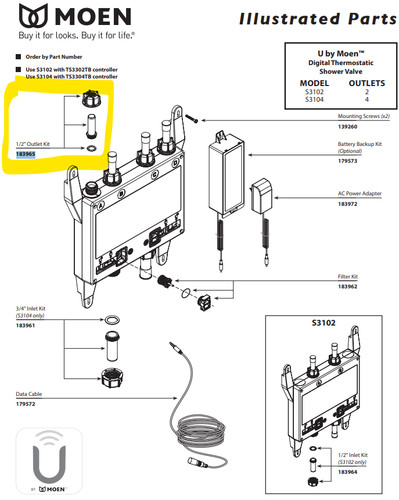 Moen 183965 kit presa per - moen,