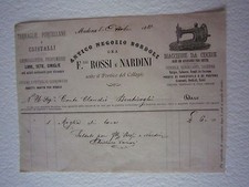 Fattura Antico Negozio Bordoli Fratelli Rossi Nardini cucire lucerne Modena 1881
