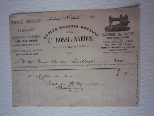 Fattura antico negozio bordoli - negozio,