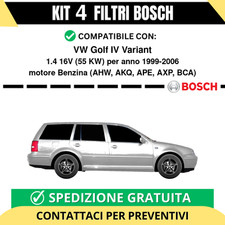 KIT BOSCH 4 Filtri tagliando per VW Golf IV Variant 1.4 16V 55 kw Benzina 199...