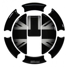 Tappo Serbatoio Moto Pad Union Jack Silver Universale Compatibile per Triumph