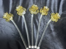 Lampadario Murano Vetro Fiori Vintage Lungo 13 Pollici Antico Elegante Raro