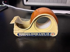 Vintage raro 1938-1941 3M Scotch cellophane distributore di nastro in metallo con nastro