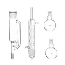 Estrattore e condensatore in vetro 250 ml 24/40 due fiaschette fondo piatto