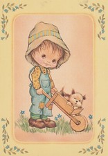 C3 - Cp Cartolina Illustrata Bambino Carrettino Cane - Fg Nvg