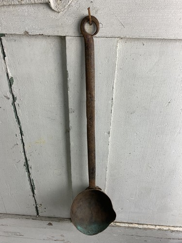 Antique copper ladle - antique, long