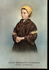 3 santino cartolina S. Bernadette Soubirous  annullo speciale Lourdes 1962