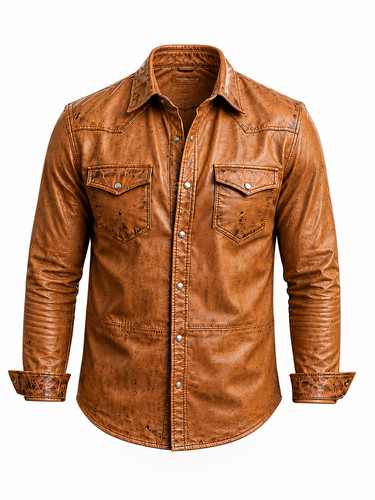 Giacca camicia uomo vera pelle