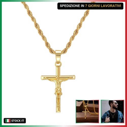 Collana croce uomo catena - croce, da