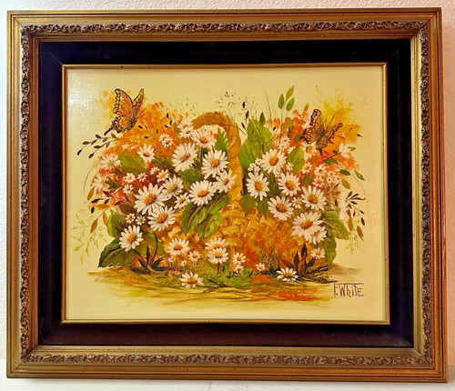 Cesto dipinto olio - , floreale