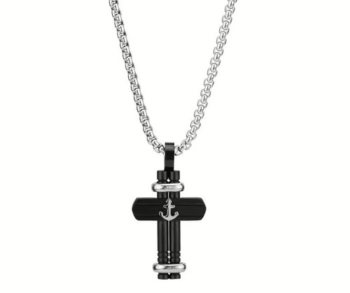 Collana uomo acciaio con croce - collana,