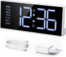 Sveglia Digitale Da Comodino a Corrente 7 Pollici Con Doppia Alarms, 5 Livelli D