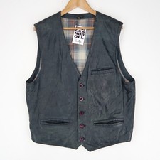 Gilet gilet gilet vintage in pelle nera taglia M (T9854)