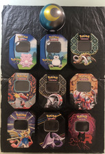 Pokémon lotto di 10 scatole di latta vuote (1 Luna Ball) + 2 adesivi