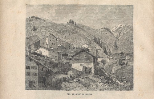 Stampa antica splugen veduta - antica,