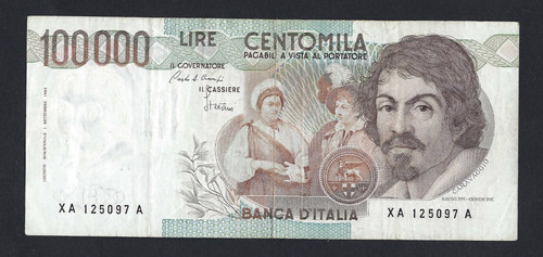 100000 lire caravaggio primo - 100000,