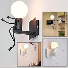 Applique murale design industriale forma omino lampada E27 parete muro pub bar