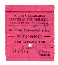 BIGLIETTO  SOCIETA' LOMBARDA