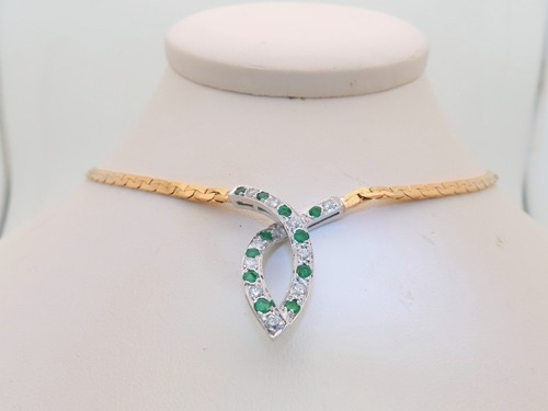 Collana con diamanti - , smeraldo