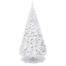 Albero di Natale 210cm Artificiale Bianco con 950 Rami Folti e Base in Metallo