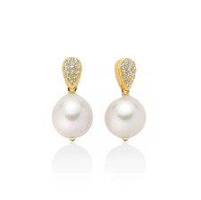 Orecchini Miluna Donna Argento 925 Gold Pendenti Perla 12-14 mm _PER2739G