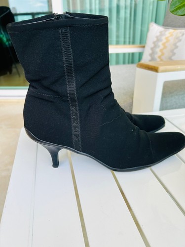 Prada leather canvas booties - prada,