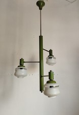 lampada sospensione 3 luci in metallo e vetro anni '70