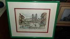 VTG Framed Watercolor Roma