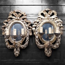 XL COPPIA DI APPLIQUE IN LEGNO