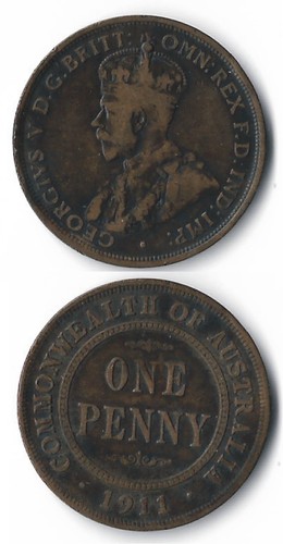 Australia penny 1911 - penny, 1911.