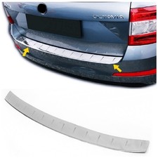 Per SKODA OCTAVIA SW 2012 AL 2016 Cromato Protezione Paraurti Spazzolato ACCIAIO