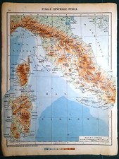 ITALIA CENTRALE fine 2° guerra mondiale Carta geografica del 1947
