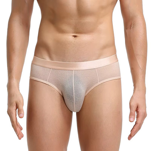 Slip tanga uomo beige maglia