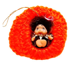 Moncicci Kiki Monchichi 70s puppet in the hat - pupazzetto micro cappello lana