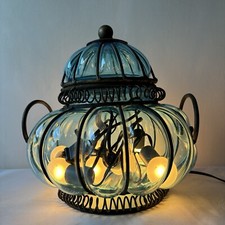 Lanterna lampada vetro soffiato a mano gabbia antica/vintage ispirazione vetro di Murano zucca