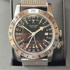 Orologio Uomo Glycine Airman Vintage The Chief GMT Quadrante Nero 40mm