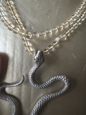 Collana Di Cleopatra Quarzo Giallo Lemon Con Ciondolo Serpente In Argento
