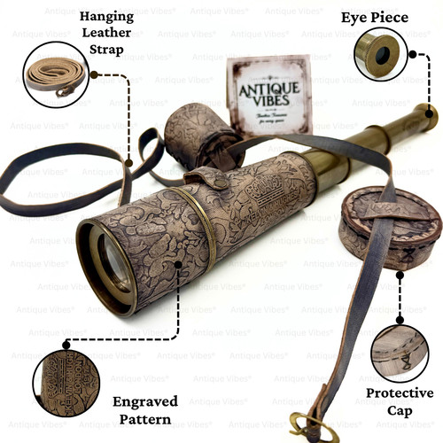 Telescopio stile antico ottone