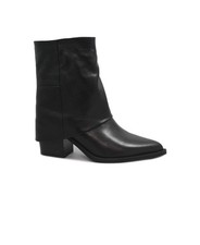 HELENA BACKER DALILA nero pelle stivaletto donna camoscio punta risvolto