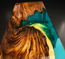 Tavolo lusso legno burl resina