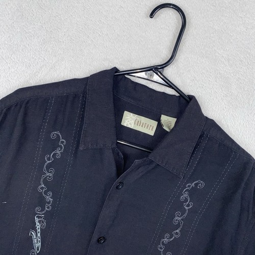 Cubavera camicia lino ricamato - cubavera,
