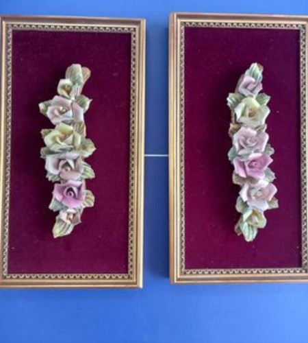 Rose coppia quadri - rose, capodimonte