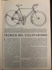 Articolo stampa originale d'epoca 1936 8 foto 6 pagine Tecnica del Cicloturismo