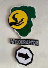 Cartello Jurassic Park "VELOCIRAPTOR ZONE" da parete 57x27 + Omaggio Pass car