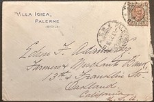 Italia #87 Palerme To US 1927 "Villa Igiea" cartolina d'angolo; Hotel(?) *d