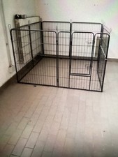RECINTO PER CANE GATTO CUCCIOLI PIEGHEVOLE GABBIA PER ESTERNO 8 PANNELLI 80x80CM