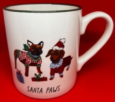 Threshold Santa Paws Puppy Dog Frenchie Dachshund Christmas Hot Cocoa Coffee Mug