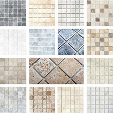 Mosaico Pietra Naturale Pezzi Bardiglio Botticino Ibiza Nero Noce Chiaro Argento